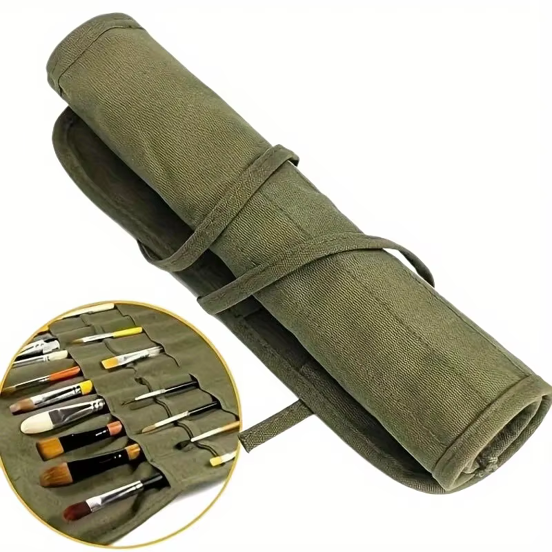 Sac de rangement en toile pour pinceaux de peinture, sac de rangement pour pinceaux d'aquarelle et de Gouache à 22 fentes, sac de rangement pour pinceaux de calligraphie, sac pour stylos enroulable