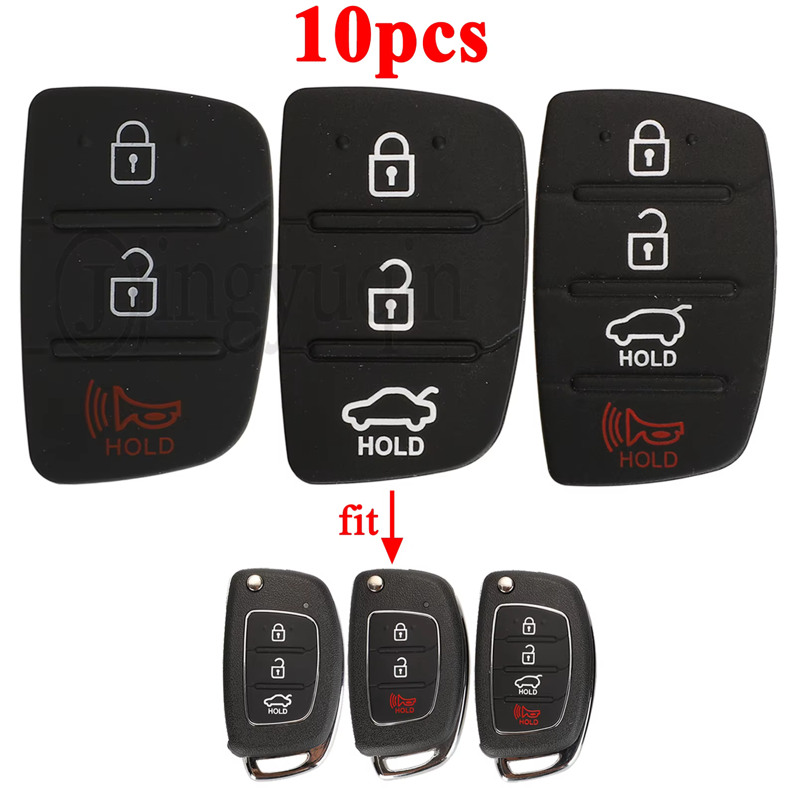 Jingyuqin 10 pièces tampon de réparation de clé à distance de voiture pour Mistra Hyundai HB20 SANTA FE IX35 IX45 housse de clé 2/3/4 boutons de remplacement