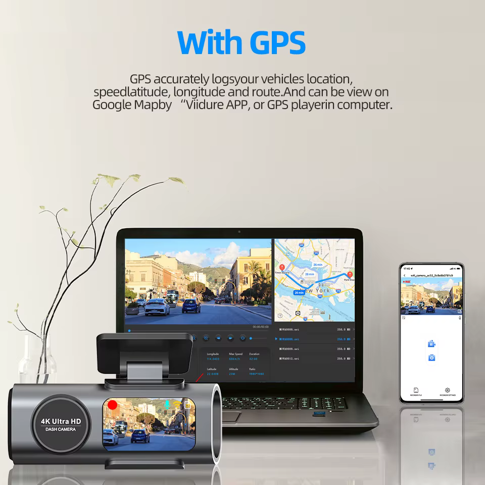 Caméra de tableau de bord 4K UHD pour voiture