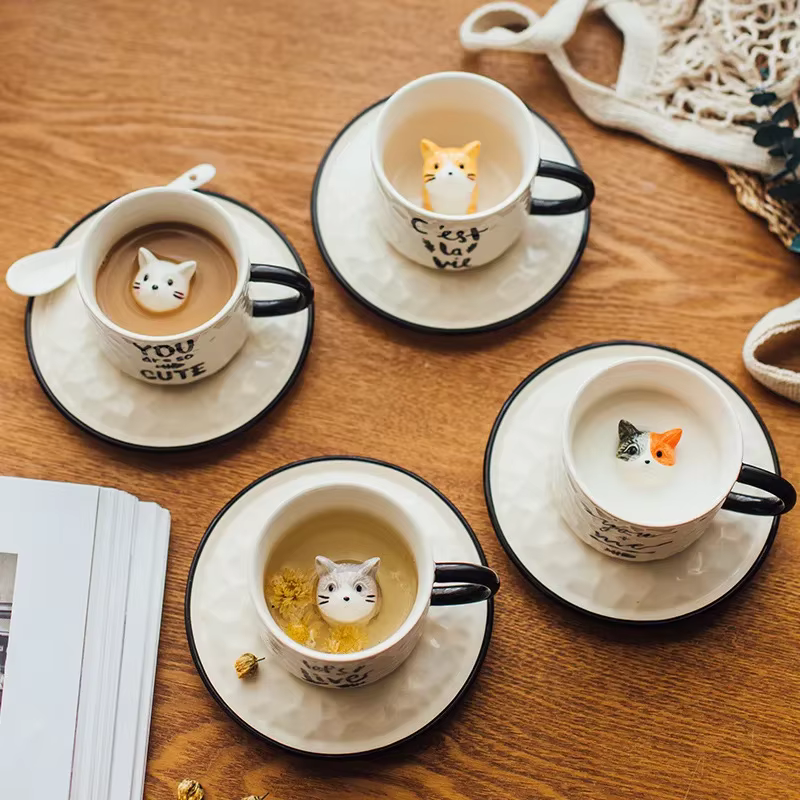 Tasse à griffes de chat en céramique