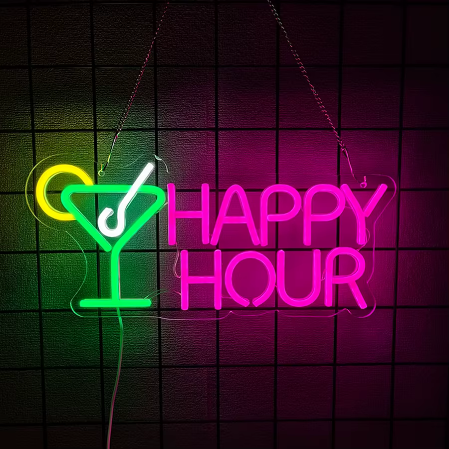 Enseigne néon LED Happy Hour