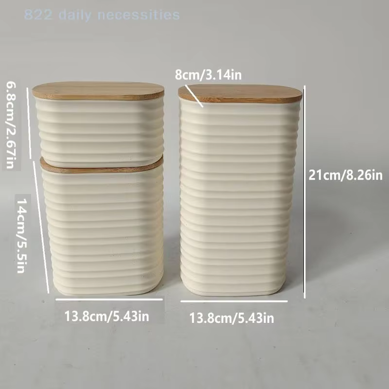 Bocal de rangement alimentaire en bois efficace avec couvercle – Contenant de cuisine hermétique