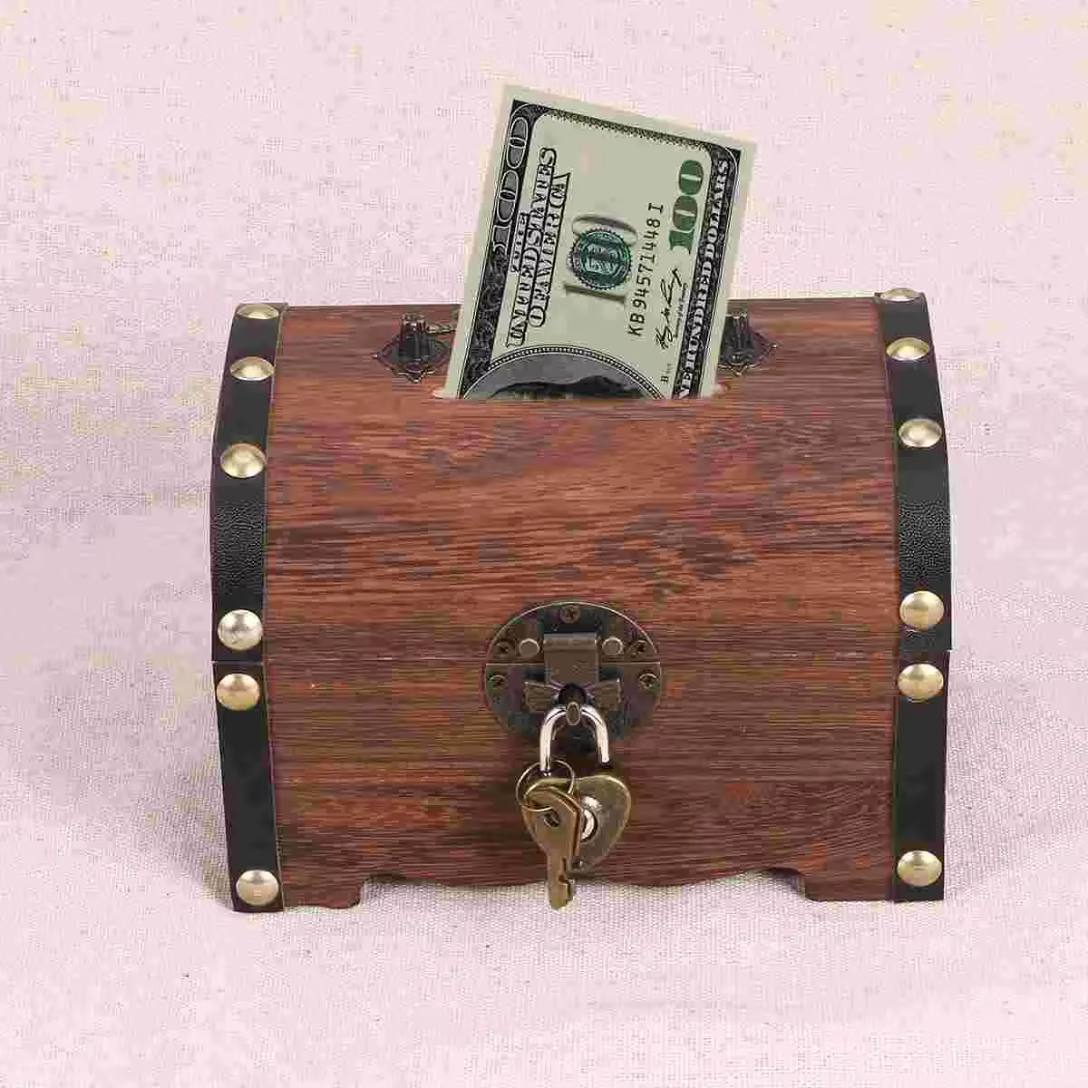 Boîte de rangement en bois pour banque au trésor