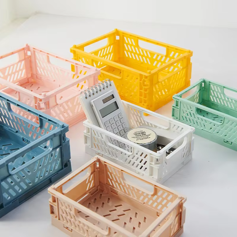Panier de rangement pliable en plastique pour la maison