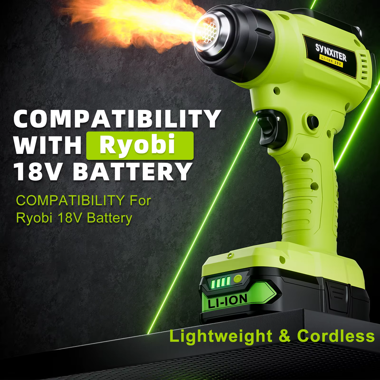 Pistolet thermique sans fil pour batterie Ryobi 18V