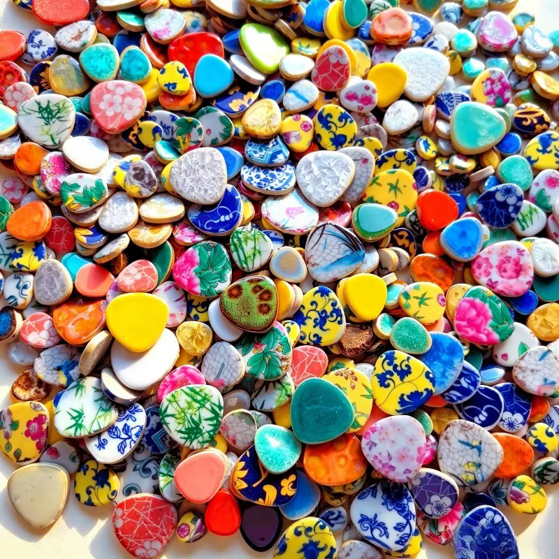500g de carreaux décoratifs en céramique de couleurs mélangées pour le jardin, bricolage, décoration de pots, artisanat, mosaïque multifonctionnelle, matériel artistique