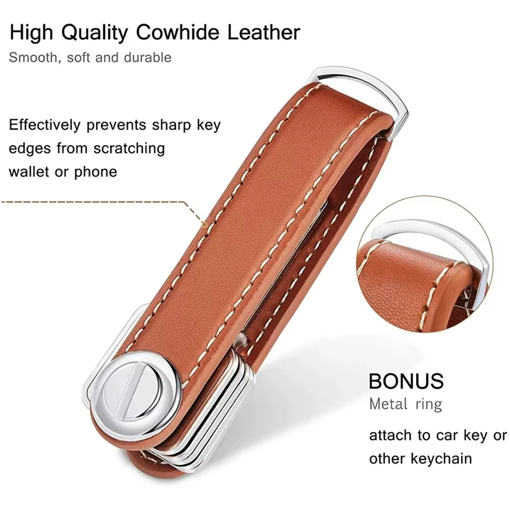 Pochette pour clés de voiture, étui porte-monnaie, chaîne, portefeuille, collecteur d'anneaux, femme de ménage, organisateur de clés de poche, porte-clés intelligent en cuir