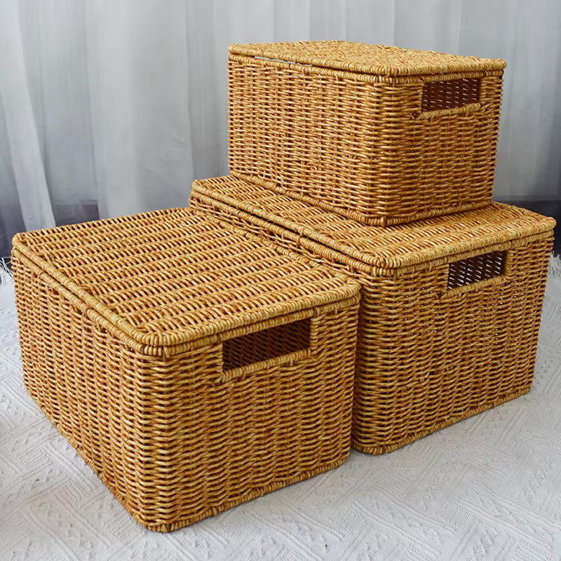 Boîte de rangement tissée semblable au rotin pour la maison
