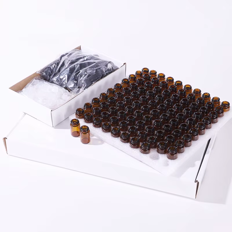 Boîte cadeau pour bouteilles d'huiles essentielles, 100 pièces, bouteille en verre brun de 3ml avec trou de régulation - Convient pour les voyages et le stockage
