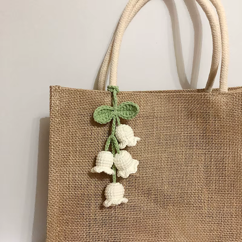 Crochet fleur porte-clés Lily orchidée pendentifs fini tricoté à la main fleur voiture décor sac pendentif suspendu accessoire Flores Crochet