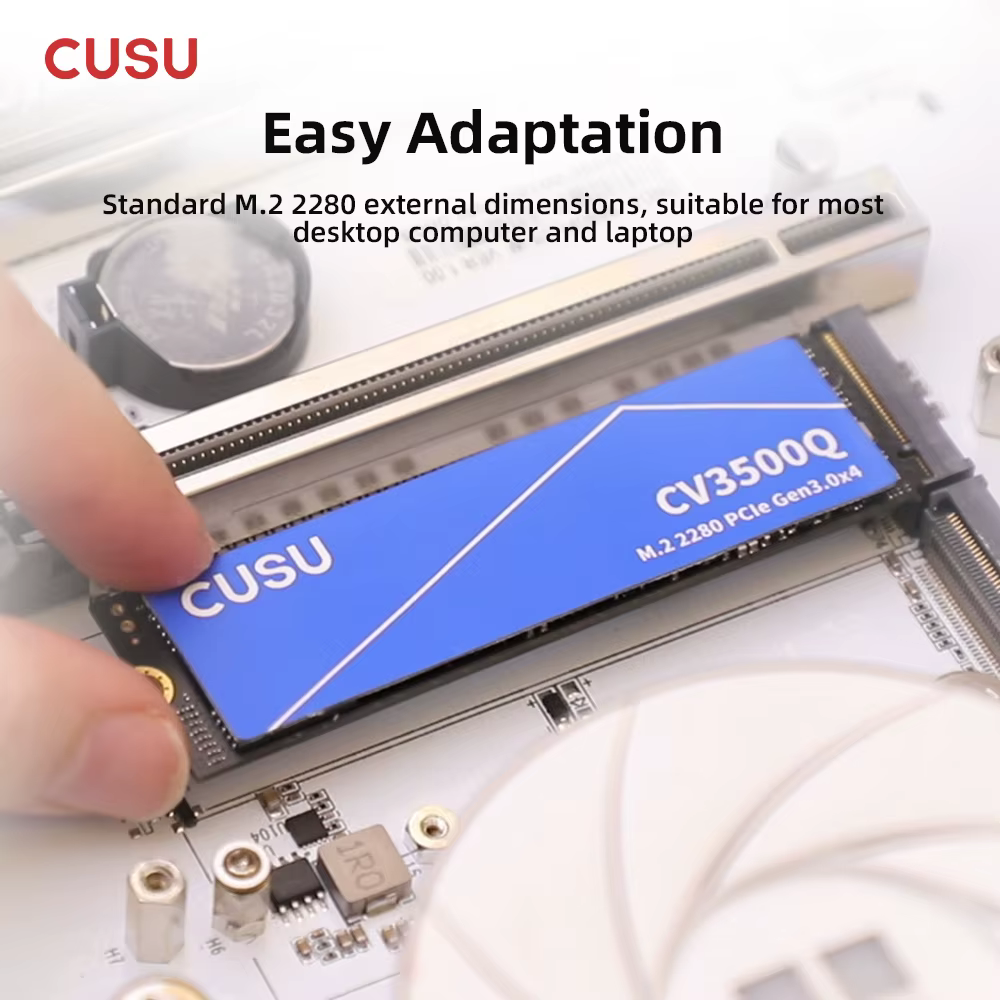 Disque SSD M.2 NVMe CUSU 1 To 2 To 512 Go 256 Go 2280 PCIe 3.0 pour Ordinateur de Bureau et Portable