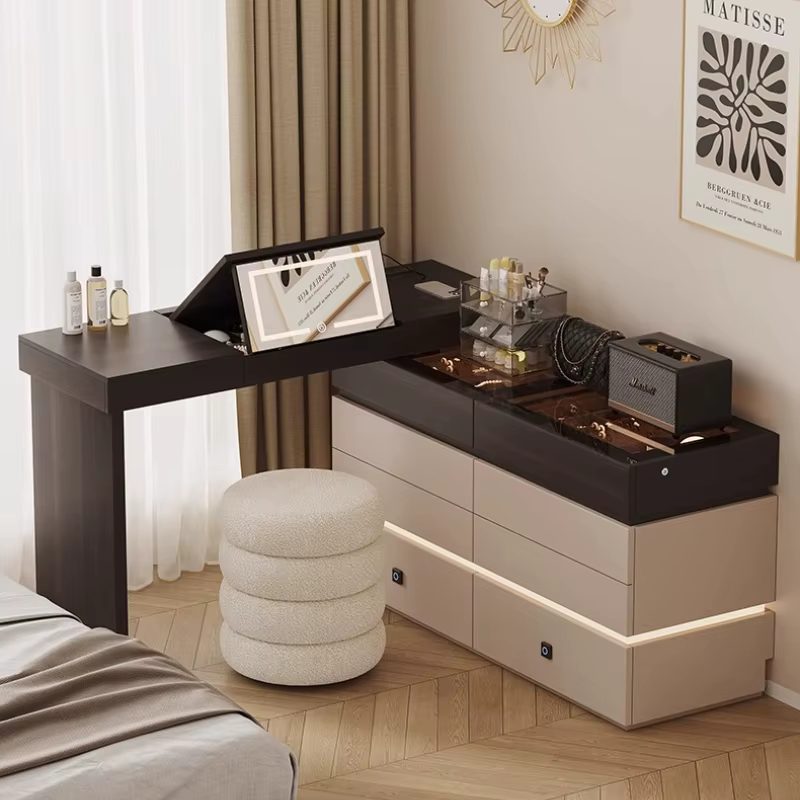 Coiffeuse d'ordinateur avec dessus en verre