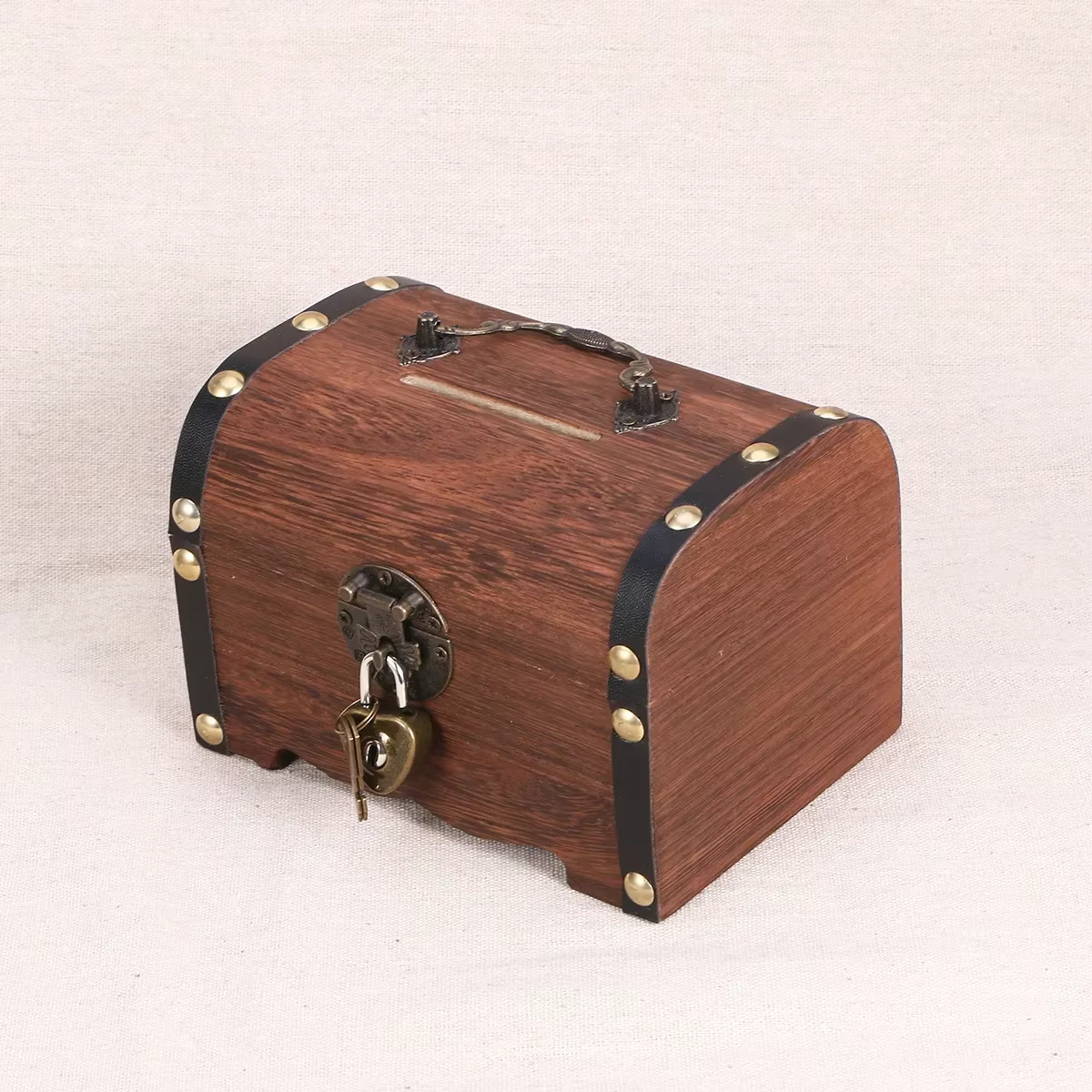 Boîte de rangement en bois pour banque au trésor