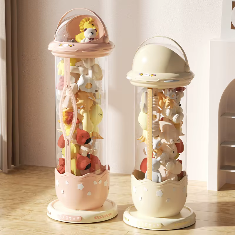 Baril de rangement de jouets pour enfants, boîte de rangement de poupée en plastique Transparent, Tube d'organisation de jouets en peluche