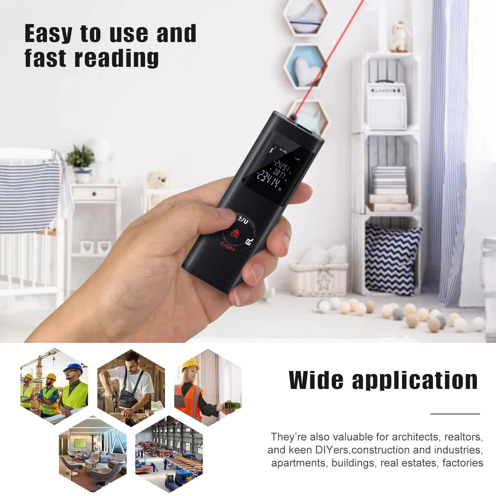 Mini télémètre Laser intelligent 40M/60M