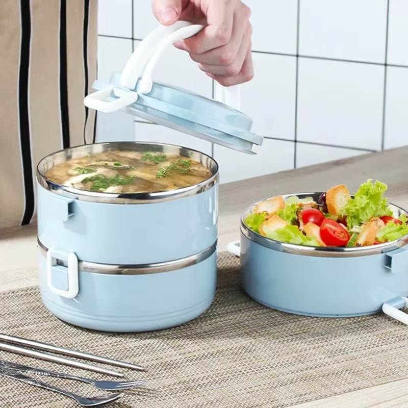 Boîte à lunch avec couvercles, compatible micro-ondes, multifonctionnelle avec poignée, grand récipient alimentaire pour le travail et l'école