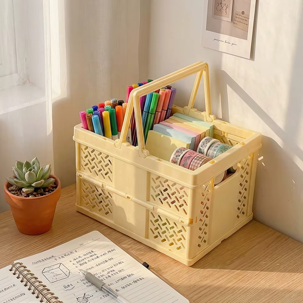 Panier de rangement pliable multifonctionnel avec poignée