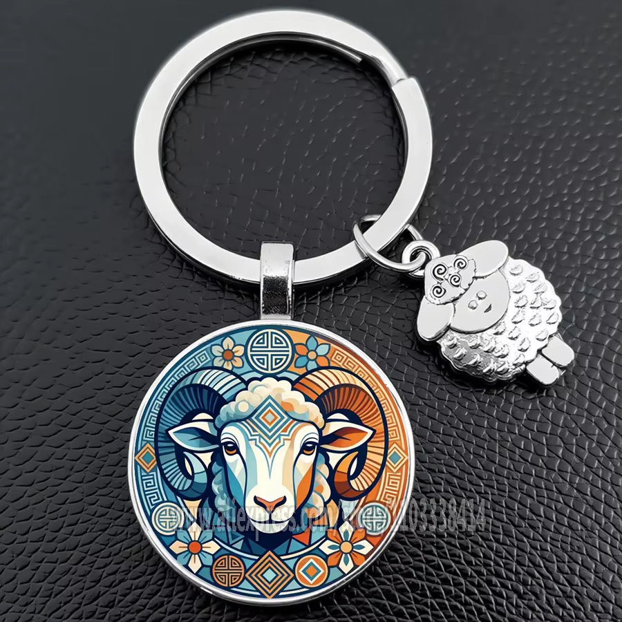 Porte-clés Rétro Mouton en Coton