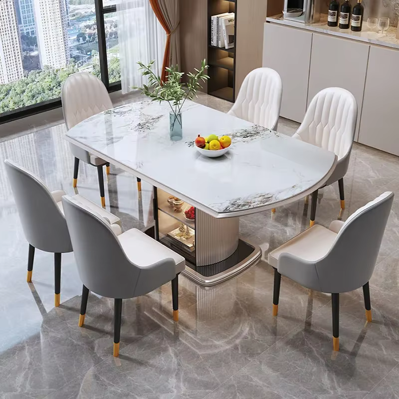 Table à manger ronde en marbre, meuble De luxe moderne pour salon, style nordique minimaliste, meubles De cuisine