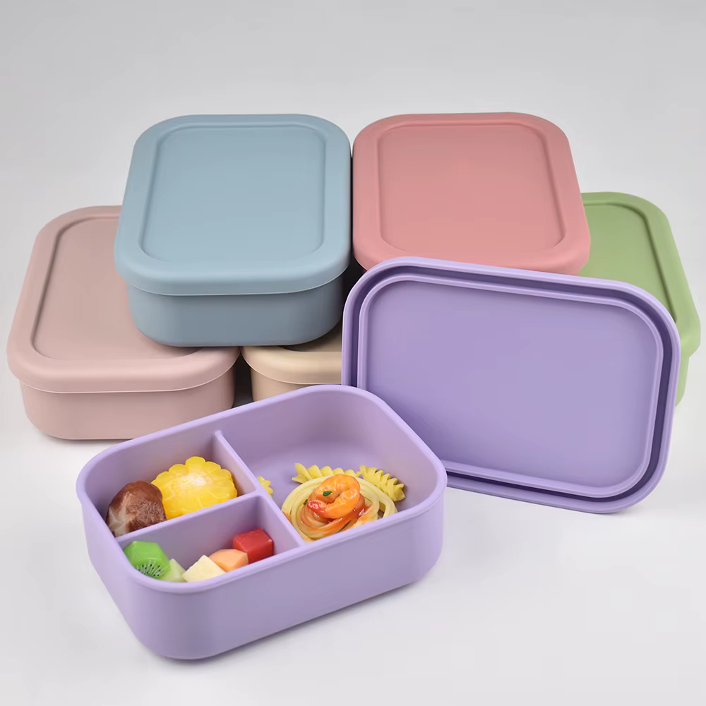 Boîte à déjeuner Bento en Silicone de qualité alimentaire à 3 compartiments