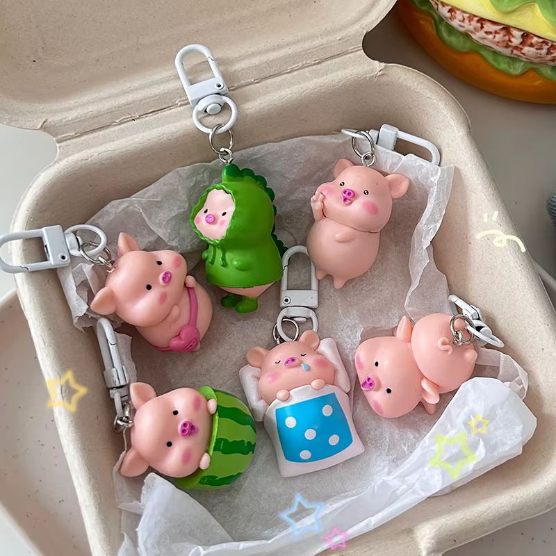 Porte-clés cochon tridimensionnel mignon et drôle
