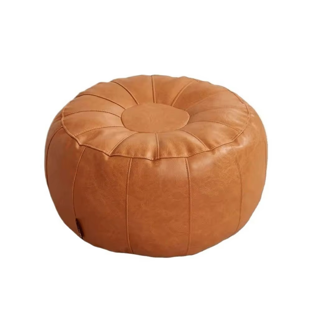 Banc de rangement rond en similicuir non rembourré, à remplir de vêtements, chaise de rangement pour vêtements, grande capacité, pouf minimaliste