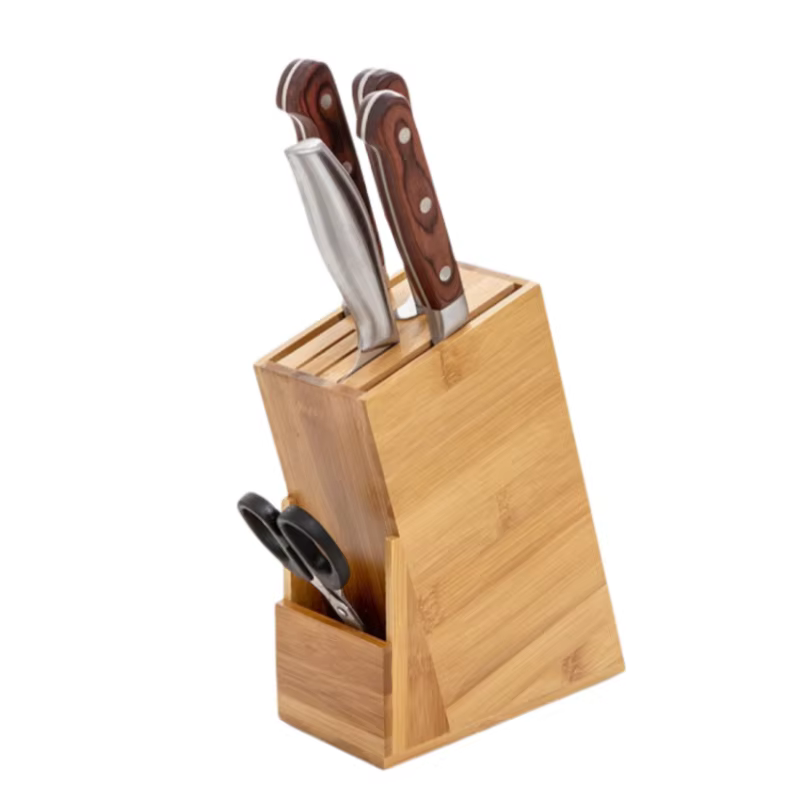 Bloc de rangement de couteaux en bambou sans couteaux