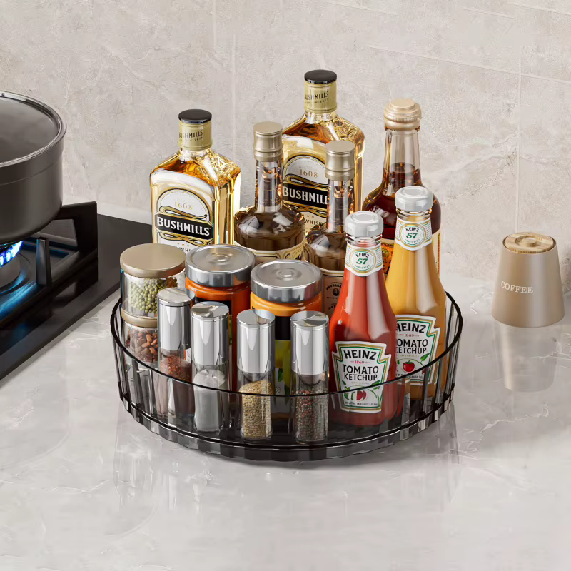 Étagère à épices rotative pour cuisines domestiques, plateau de rangement multifonctionnel pour bouteilles et bocaux à épices, et cosmétiques
