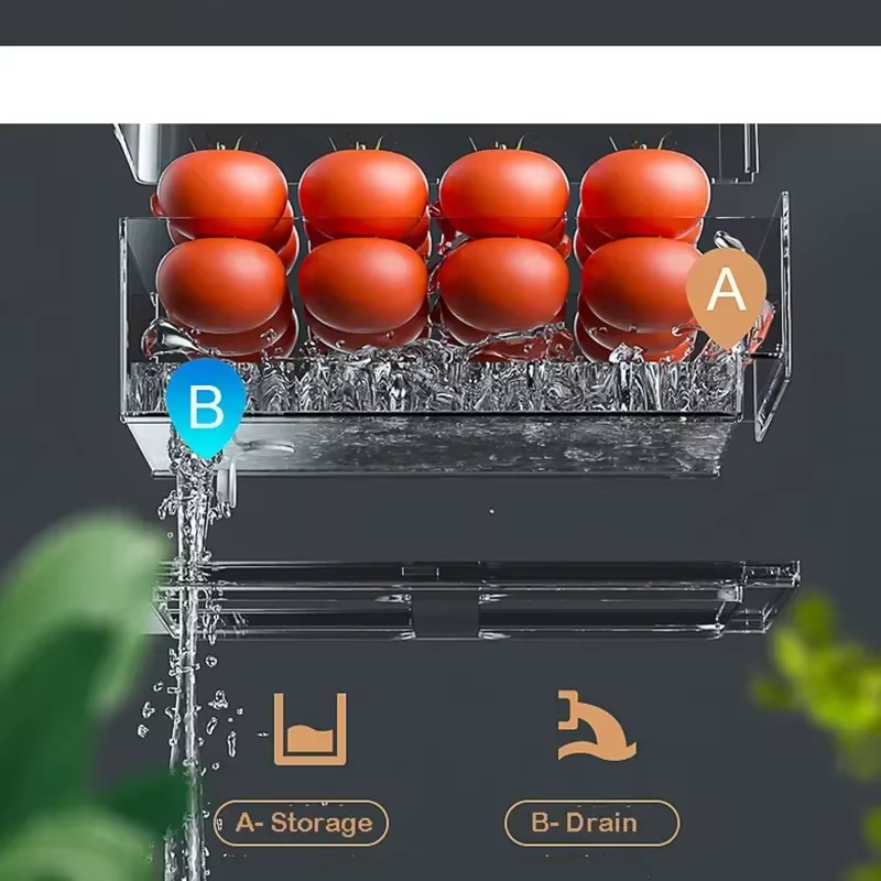Boîte à tiroirs pour réfrigérateur de cuisine, rangement de fruits et légumes, poubelle de conservation des fruits frais, organisateur empilable, boîte d'armoire de garde-manger pour réfrigérateur