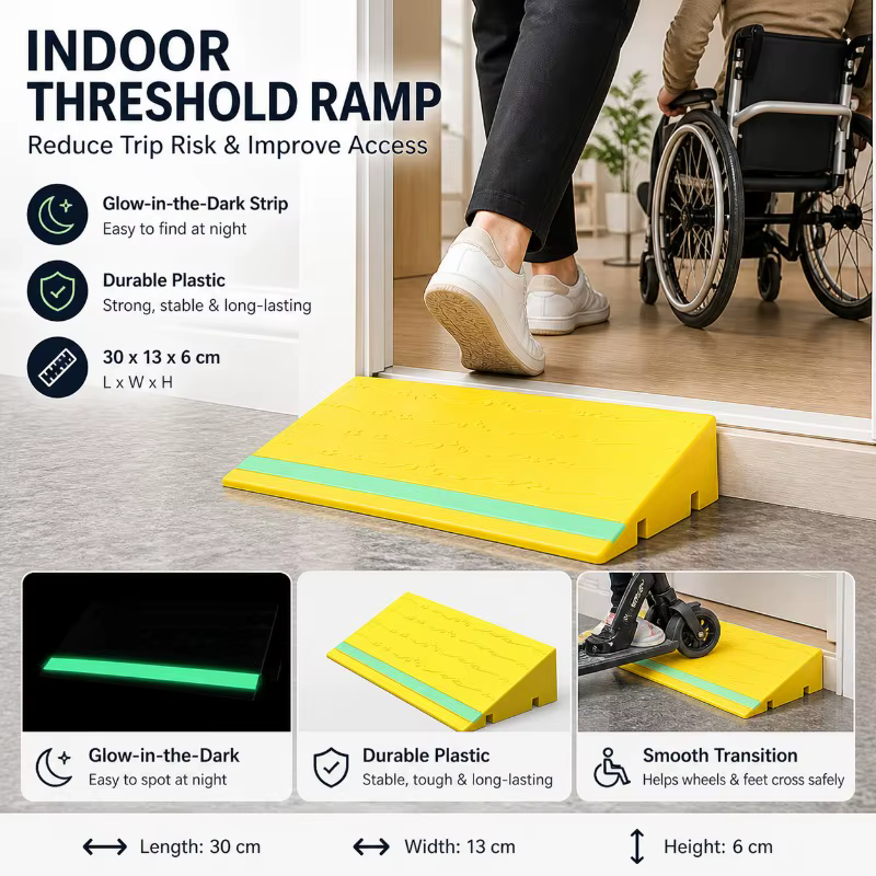 Rampe de seuil intérieure 25/30x10/12/13x3/4/5/6cm en plastique