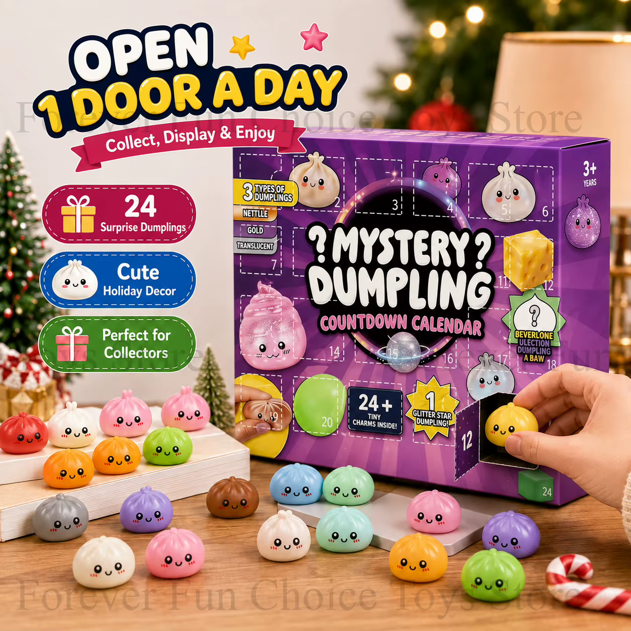 Calendrier de l'Avent de Noël : Boulettes Mystérieuses – Boîte Surprise à 24 Compartiments – Jouet Anti-stress Doux – Festival de l'Avent d'Halloween