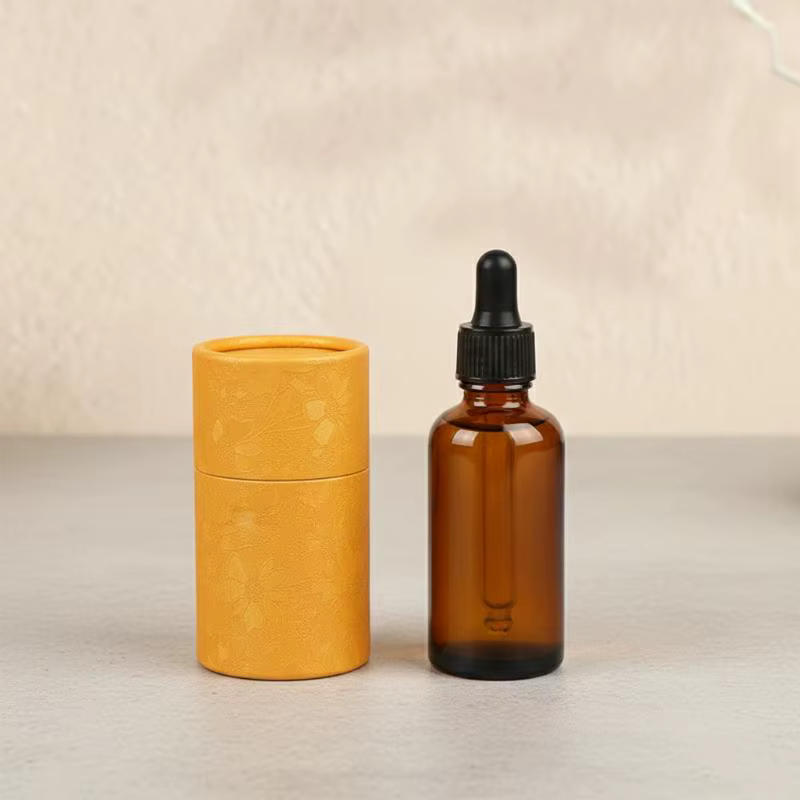 Boîte Cadeau Cylindrique Universelle - 1 Pièce Contenant en Papier Kraft pour Bouteilles d'Huiles Essentielles et Thé - Solution d'Emballage Écologique