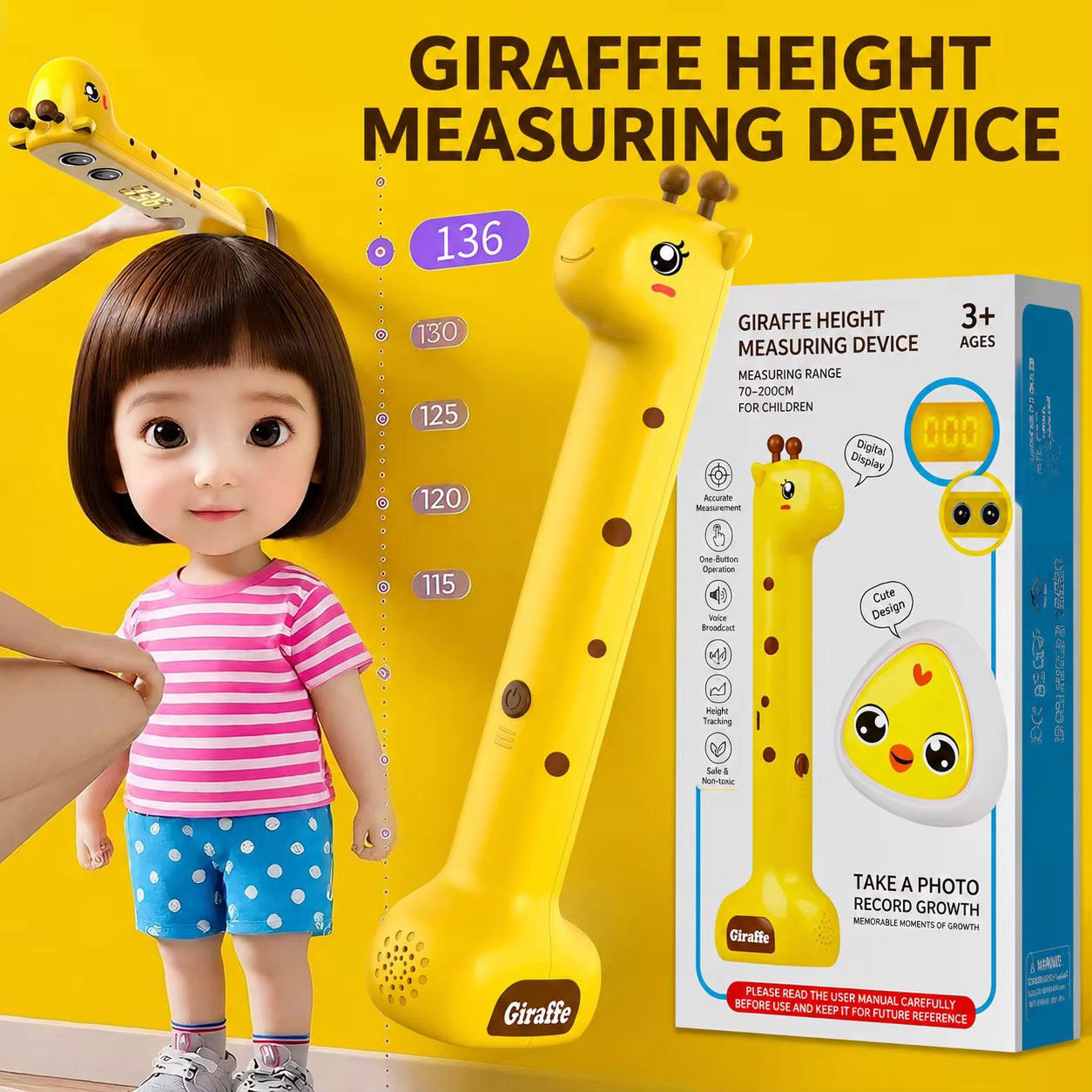 Appareil de mesure de la taille pour enfants Girafe