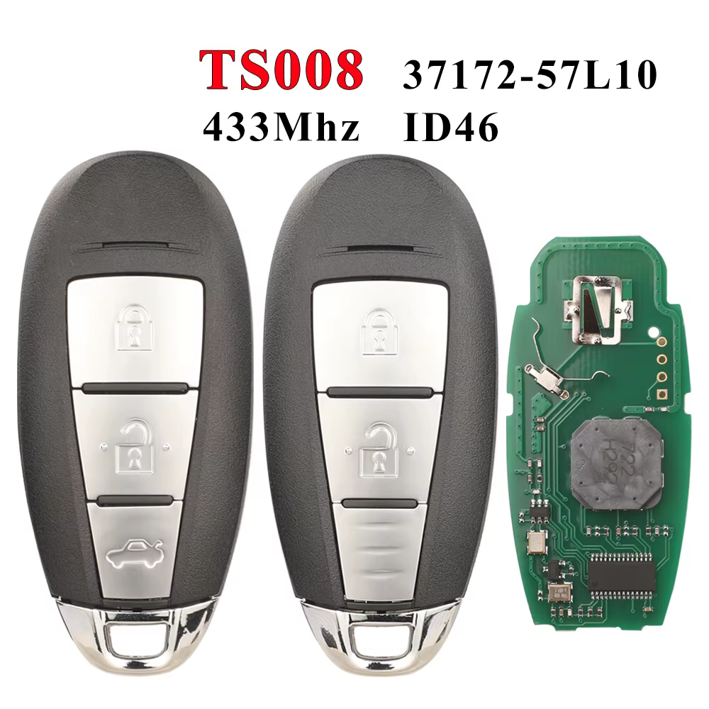 Jingyuqin TS008 clé de voiture intelligente pour Suzuki Swift Kizashi 2010-2018 2/3 boutons télécommande 433MHz PCF7952 ID46 37172-71L10 /57L11 pas de logo