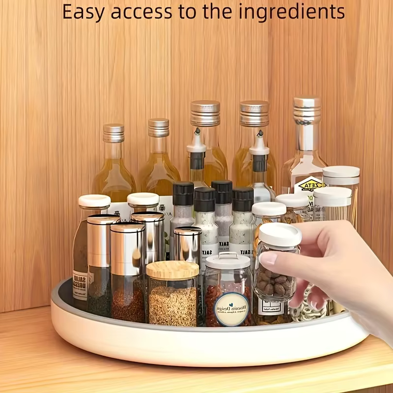 Organisateur de rangement rotatif pour épices, plateau de comptoir de cuisine, plateau rotatif à 360 degrés pour garde-manger, bouteilles, bocaux, produits frais