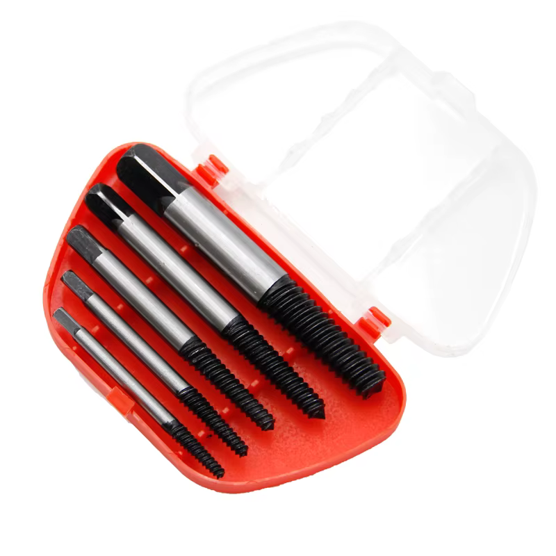 Extracteur de vis à tête cassée, 6 dents grossières, dents fines, robinet d'eau, extracteur de fil cassé, tournevis, outil, coffret en plastique, 5 pièces