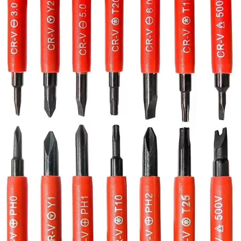 Jeu de tournevis isolés pour électriciens 13 pièces 1000V - Embouts magnétiques interchangeables : Plats