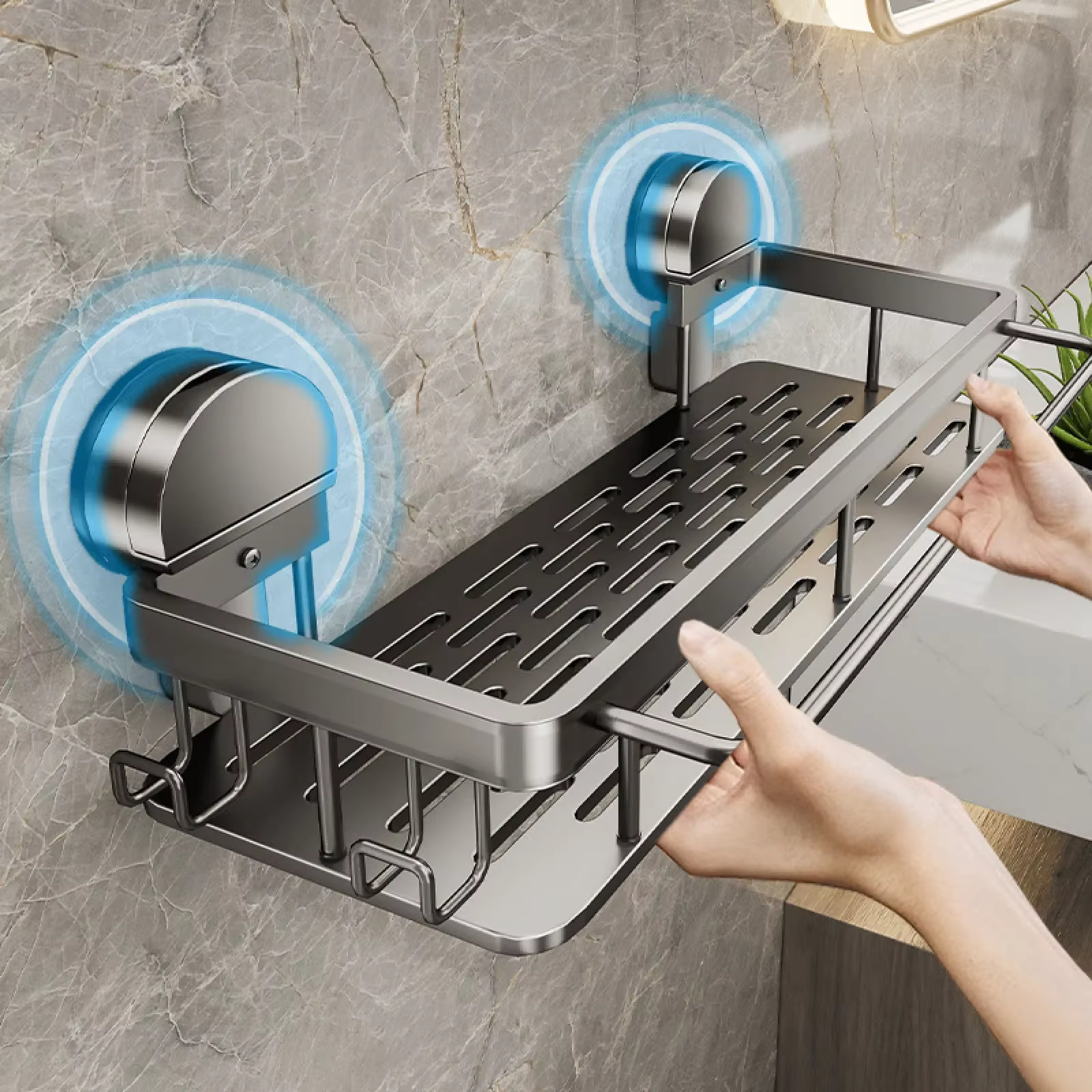 Étagère de rangement à ventouse pour salle de bain sans perçage