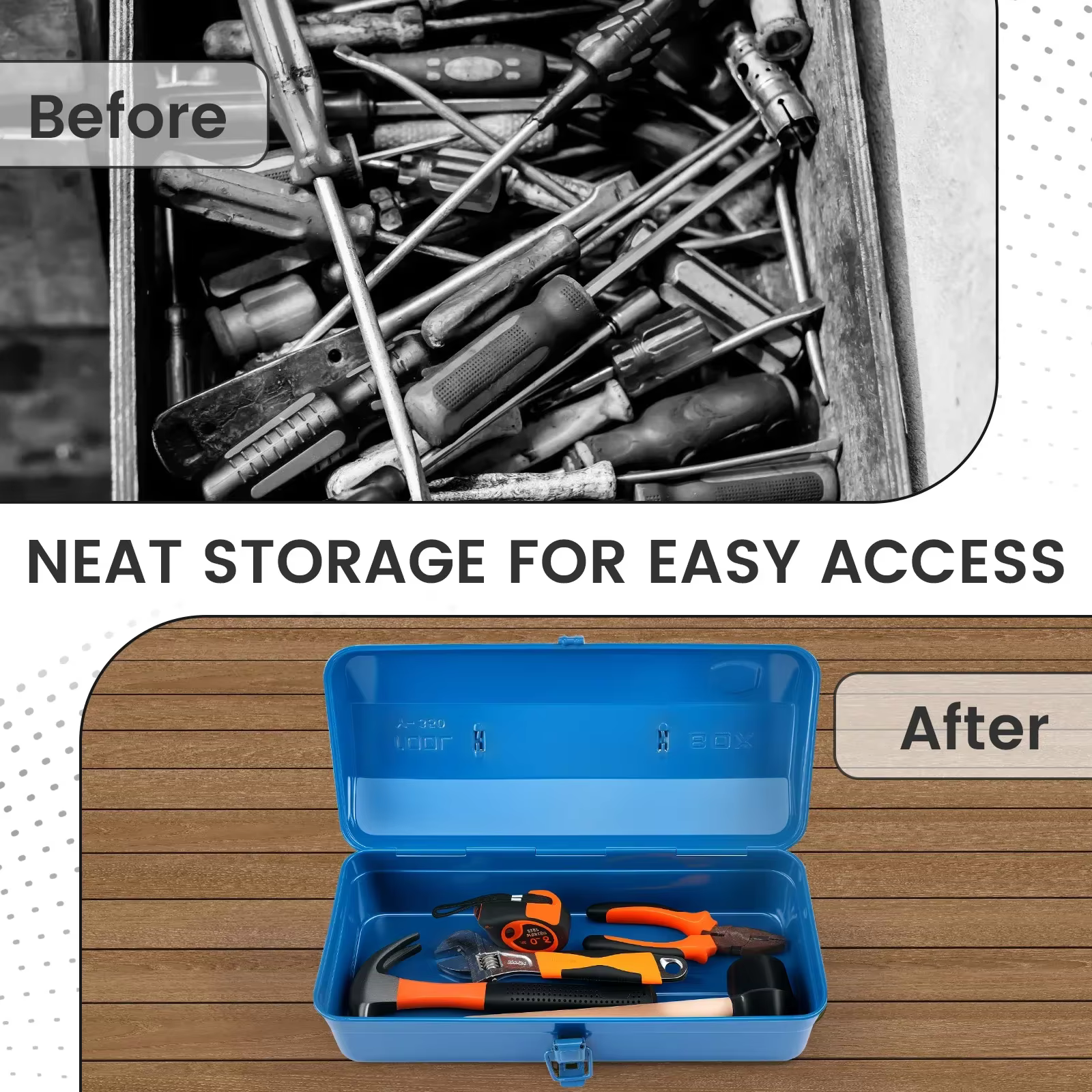 Grande boîte de rangement pour outils en métal avec poignée pour atelier
