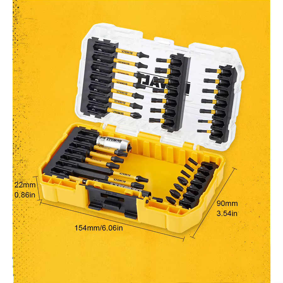 Dewalt Jeu d'embouts de tournevis de 29 pièces avec étui robuste pour artisans professionnels et de loisirs noir/jaune DT70734T-QZ