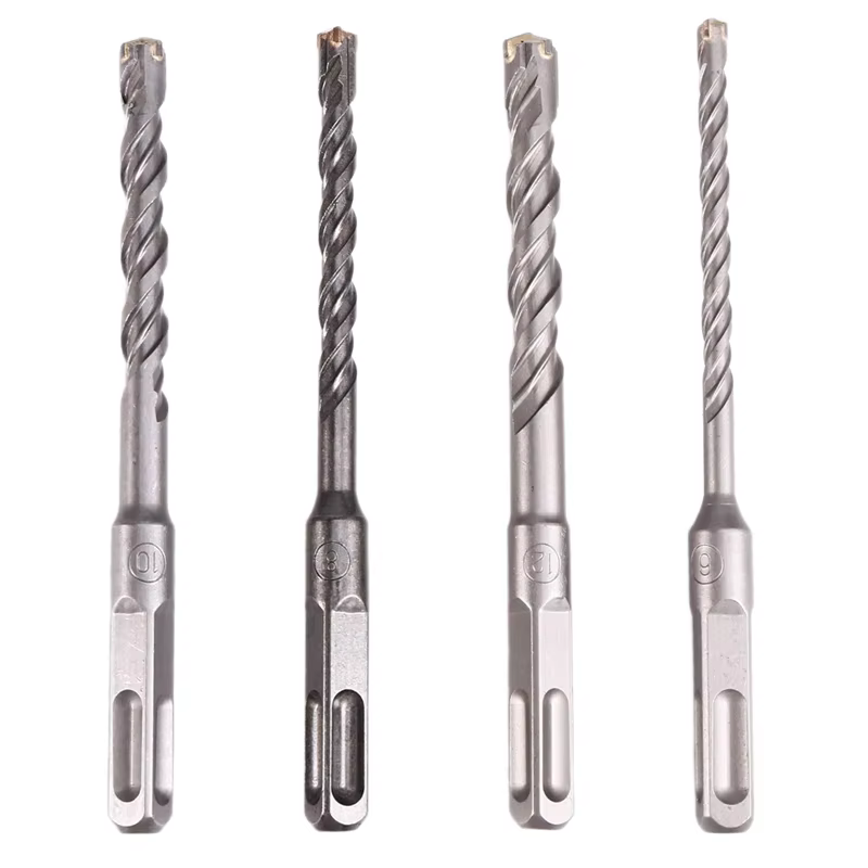 4PCS béton 6-12Mm Bit tête de coupe croisée Double tarière marteau 150Mm mur brique bloc électrique