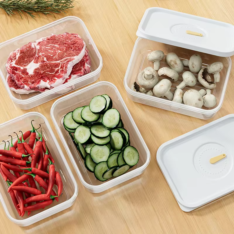 Transparent 950ML réfrigérateur stocke bac à légumes aliments frais fruits conteneur en plastique micro-ondable Bento