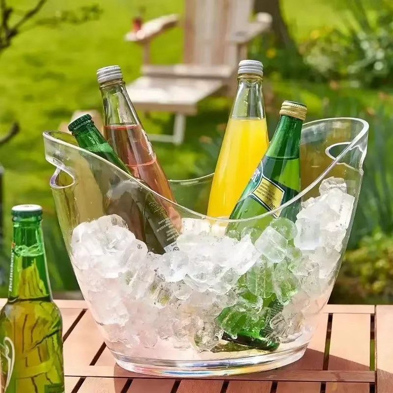 Nouveau seau de stockage de glaçons en plastique transparent 4L/8L ou bouteilles de Champagne refroidisseur de glace décor de Bar pour la cuisine à la maison Bar café utilisation