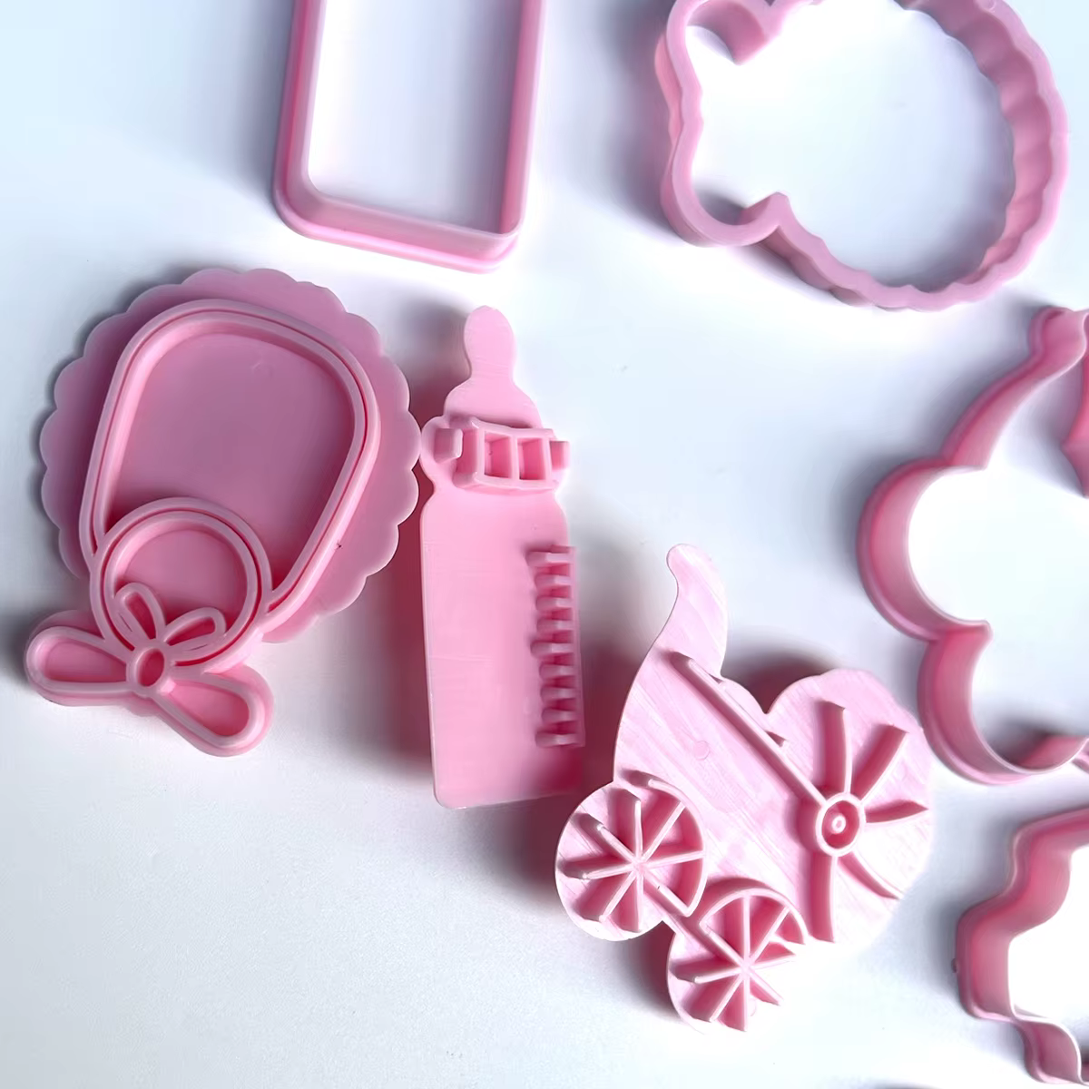 Coupe-biscuits 4 pièces thème bébé pâte timbre en plastique 3D dessin animé pressable Biscuit moule confiserie cuisson