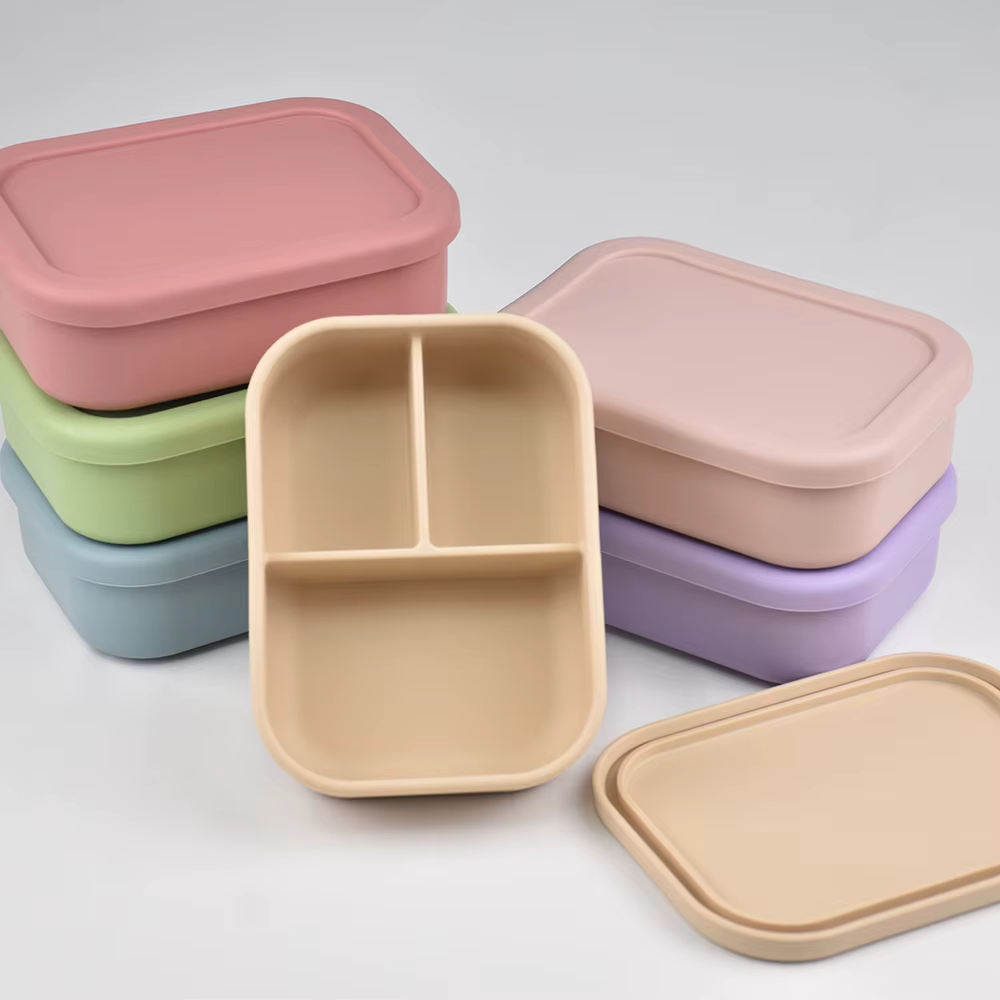 Boîte à déjeuner Bento en Silicone de qualité alimentaire à 3 compartiments