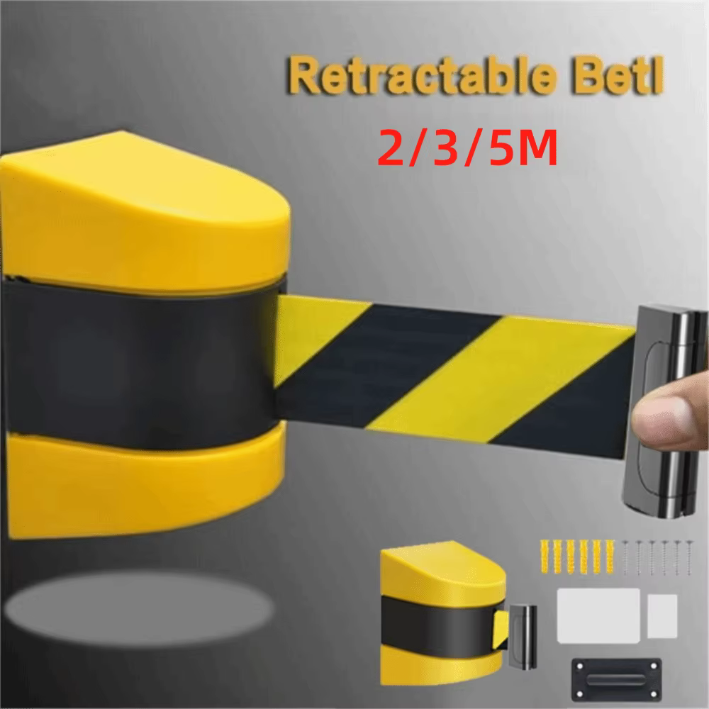 Barrière de ceinture rétractable à rayures jaunes et noires