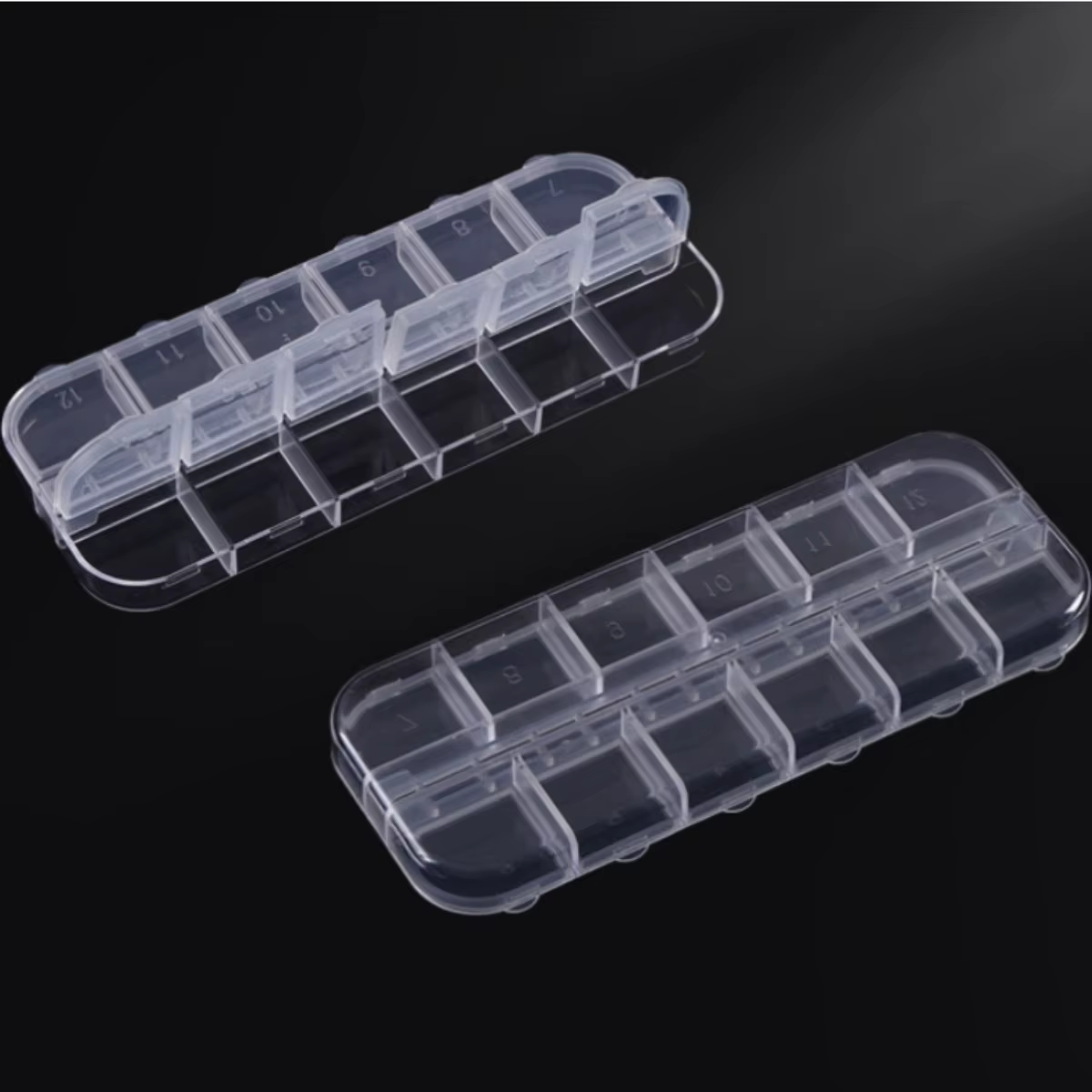 Boîte de rangement d'accessoires de Nail Art, boîte de rangement rectangulaire en plastique Transparent à 12 grilles, boîte de rangement détachable, ensemble d'outils de bricolage 1 pièces