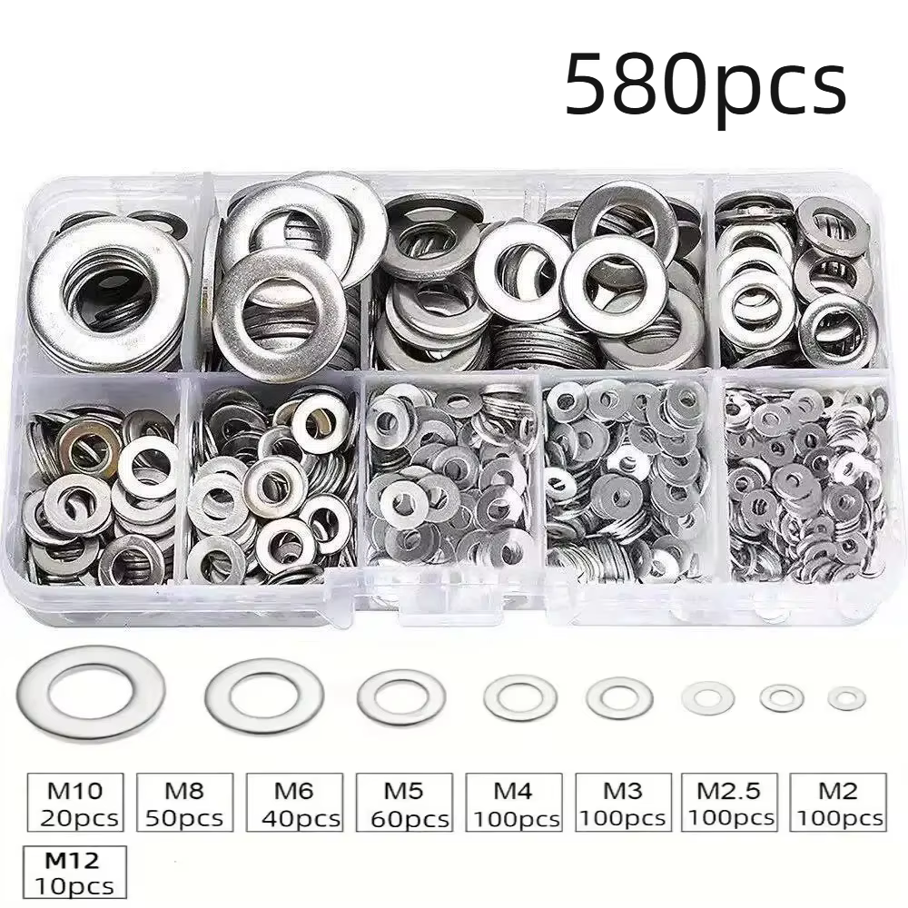 Ensemble de rondelles plates en acier inoxydable 360/580 pièces 304