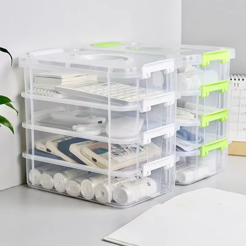 Boîte de rangement en plastique Transparent à 4 couches