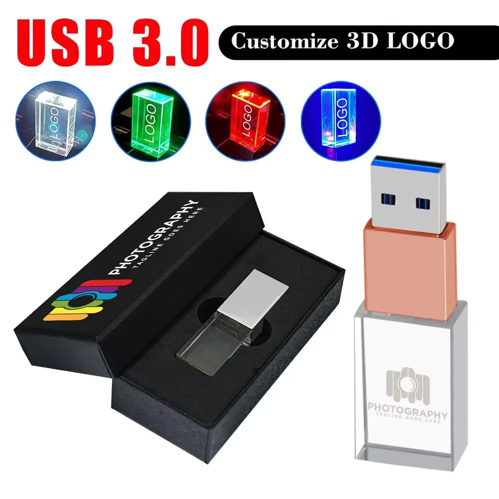 Clé USB 3.0 avec Logo de voiture en cristal, 32 go, LOGO personnalisé gratuit, 64 go 128 go, modèles personnalisés, clé USB, disque U 16 go